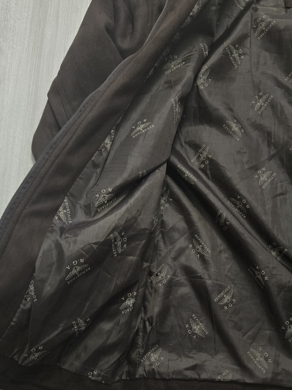 Report Suede-Look Dark Brown Jacket with Branded Lining